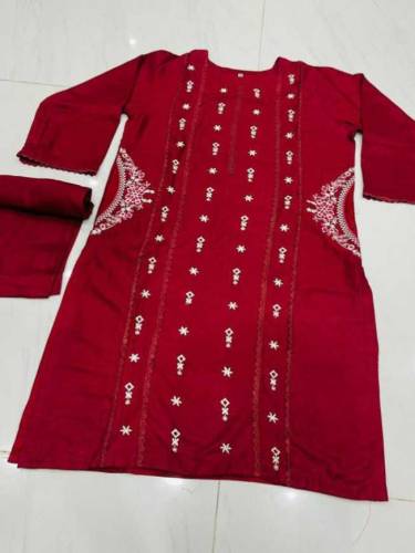 2 piece Stiched linen Pocket kurtq