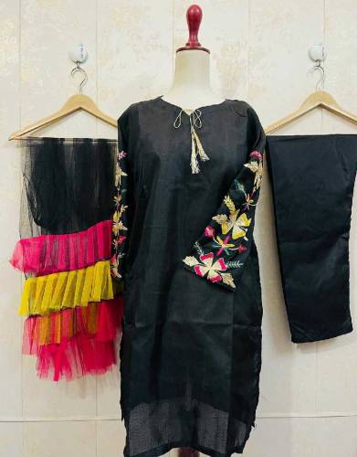 Stitched 3ps embroidery design dress 