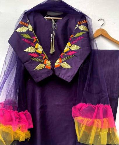 Stitched 3ps embroidery design dress 