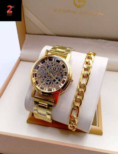 SKALITAN WATCH ⌚GOOD LOOKING DILE🔥GOLD STEEL CHIN✔️WITH STEEL BRACELET📿