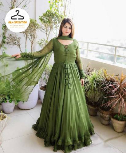 3pcs women chiffon plain stitched maxi