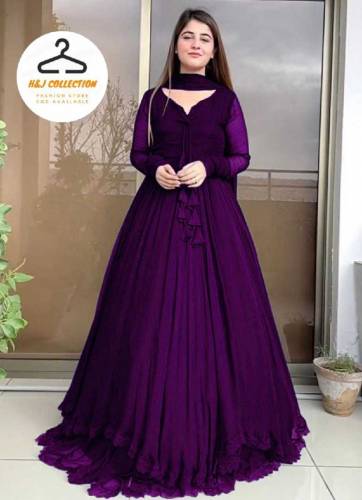 3pcs women chiffon plain stitched maxi