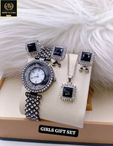 EID SPECIAL GIFT SET 🎁HI QUALITY FANCY STONE JEWELRY WATCH 