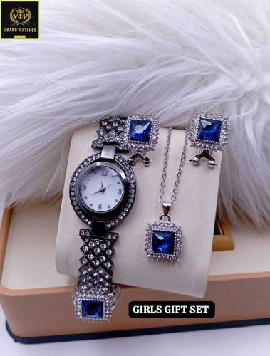 EID SPECIAL GIFT SET 🎁HI QUALITY FANCY STONE JEWELRY WATCH 