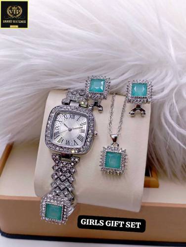 EID SPECIAL GIFT SET 🎁HI QUALITY FANCY STONE JEWELRY WATCH 