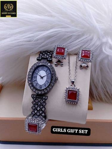EID SPECIAL GIFT SET 🎁HI QUALITY FANCY STONE JEWELRY WATCH 