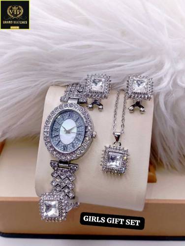 EID SPECIAL GIFT SET 🎁HI QUALITY FANCY STONE JEWELRY WATCH 