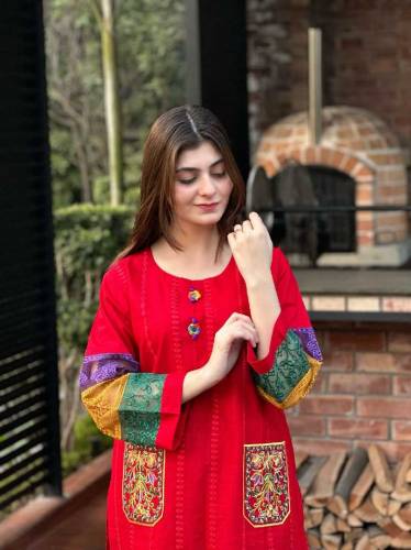 Arabic Lawn Cotton Pocket self Embroidery 2pcs