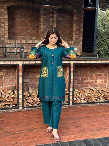 Arabic Lawn Cotton Pocket self Embroidery 2pcs