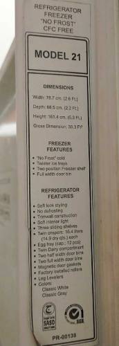 no frost fridge 