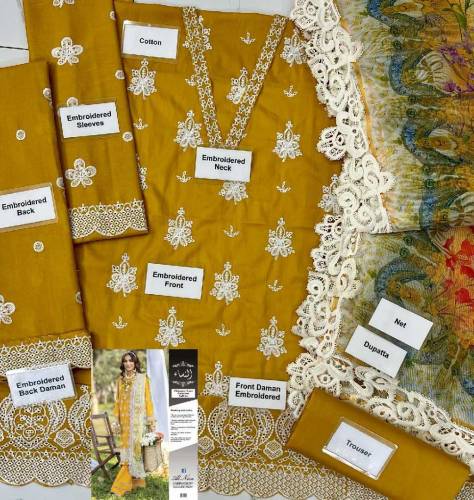☆Brand Name : Adan Libas☆☆Design Code : ADL-Mustard Saffron☆☆Fabric 