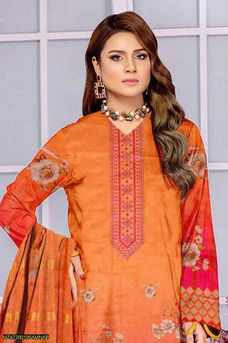 *Product Name*: Amna. B Ulfat 3 Pcs Women's Unstitched Lawn Printed Su