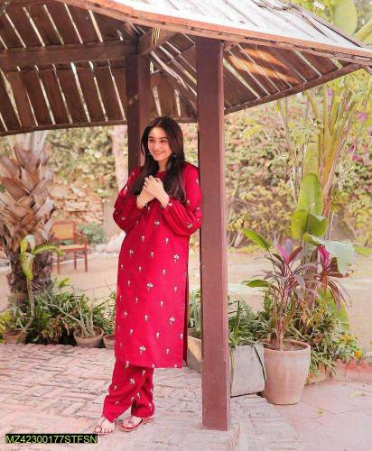 2 pcs women's stitched linen Embroidered Suit Eid Special 