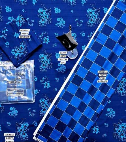 3Pcs Women's Unstitched Lawn Digital Print