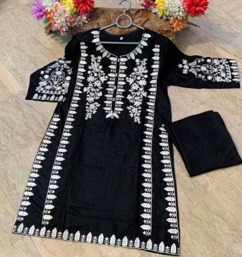 2 Pcs Women's Stitched Embroidered Shirt And Trouser 