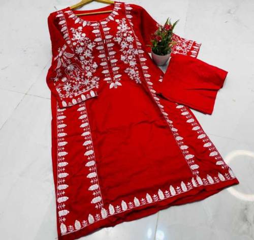 2 Pcs Women's Stitched Embroidered Shirt And Trouser 