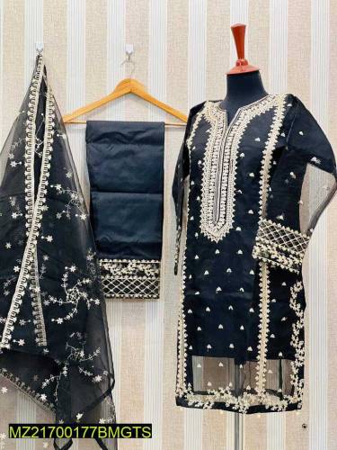 3pcs formal embroidered organza suit