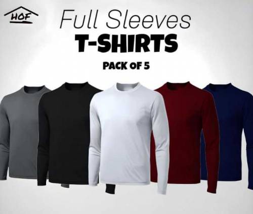 Plain full sleeve T-shirt Pack of 1-5🔥Free delivery 🚚