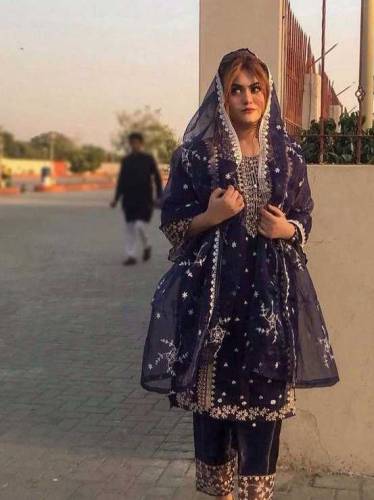 Women 3Pc Organza Embroidered Suit.