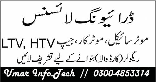 Driving License Original LTV HTV PSV Motor car jeep 