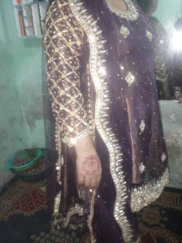 new heavy tail frock dark purple very beautiful lahore