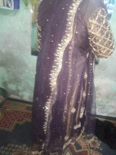 new heavy tail frock dark purple very beautiful lahore