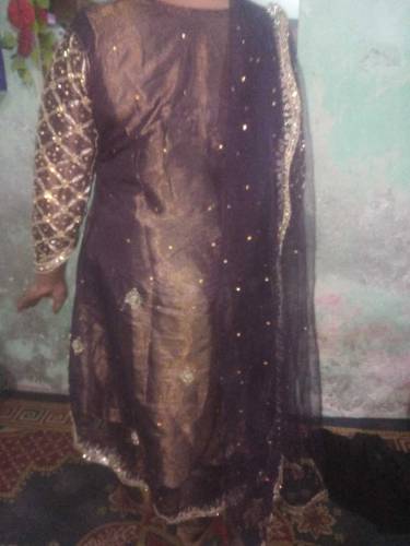 new heavy tail frock dark purple very beautiful lahore