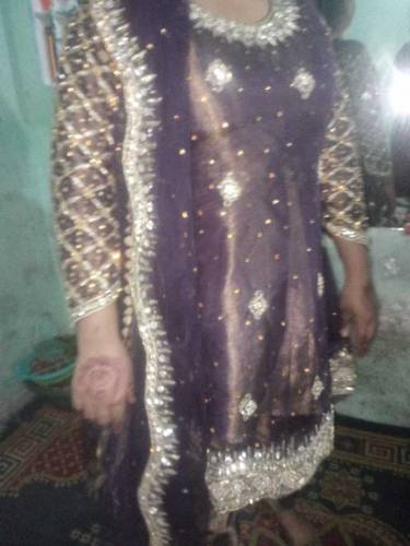 new heavy tail frock dark purple very beautiful lahore