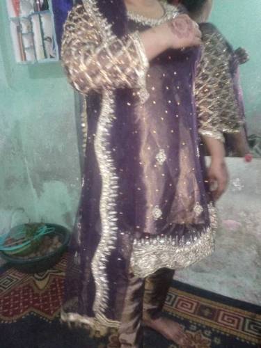 new heavy tail frock dark purple very beautiful lahore