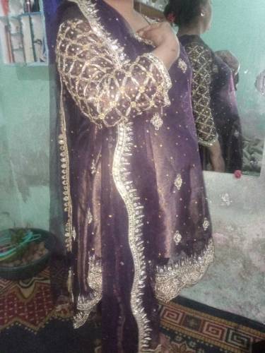 new heavy tail frock dark purple very beautiful lahore