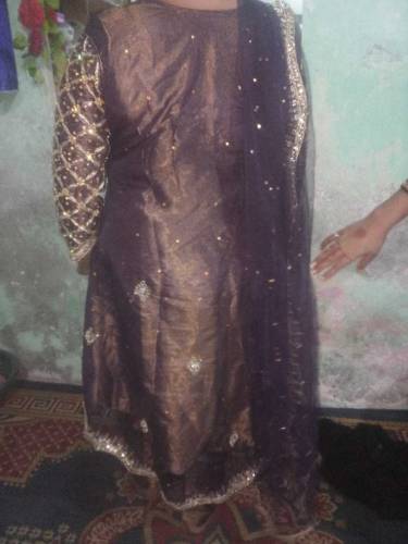 new heavy tail frock dark purple very beautiful lahore