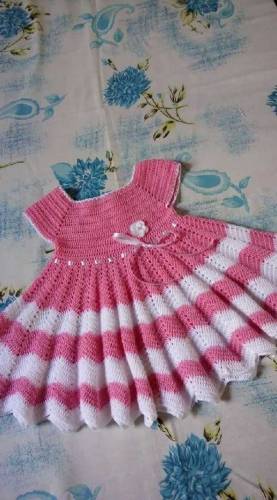 crochet Bay girls frock and baby boys Sweater made on order. 