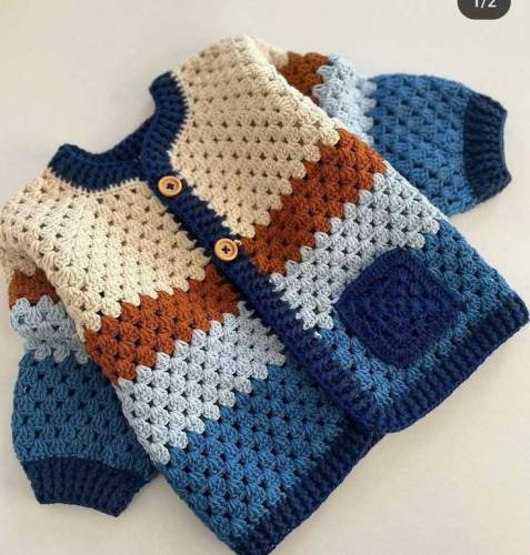 crochet Bay girls frock and baby boys Sweater made on order. 