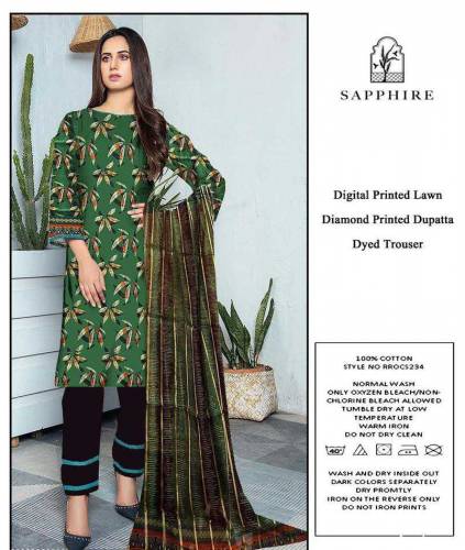 3 Pcs Women's Unstitched Lawn Digital Print Suit 