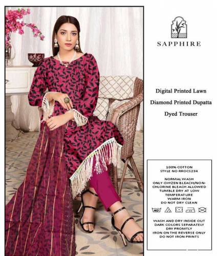 3 Pcs Women's Unstitched Lawn Digital Print Suit 