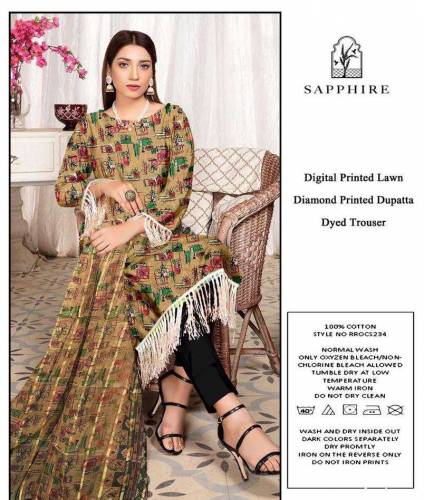 3 Pcs Women's Unstitched Lawn Digital Print Suit 