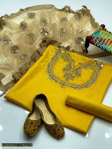 •  Fabric: Silk•  Shirt Front: Embroidered•  Neckline: Embroidered Pat