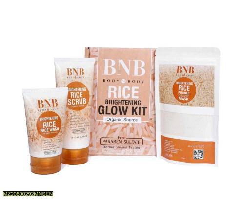 BNB Rice Whitening Glowing Kit Pack Of 3 All Pakistan DC free 🤩🥳