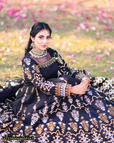 woman's stitched Fancy katan silk embroidered suit 
