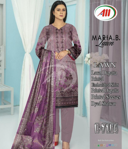 3 PCs woman's unstitched lawn printed suit