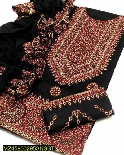 Women unstitched cotton 3 piece 