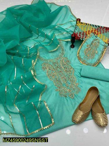 Women's unstitched Organza 3 Pcs Suit