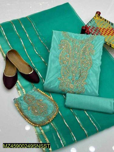 Women's unstitched Organza 3 Pcs Suit