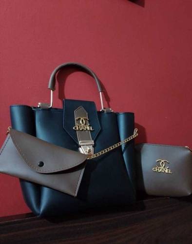 3 Pcs Women's Trendy PU Leather Shoulder Bag