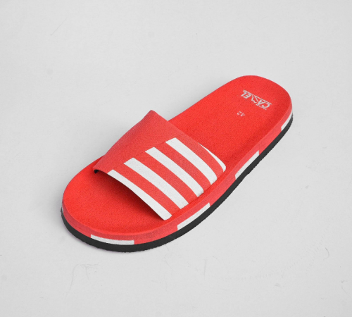 Black Camel Line Style Slide Shoes, Red