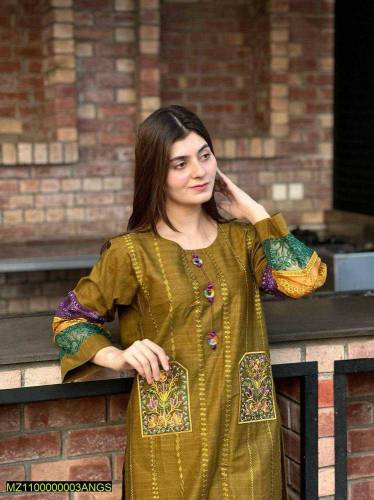 women cotton embroidered 2 pcs suite 