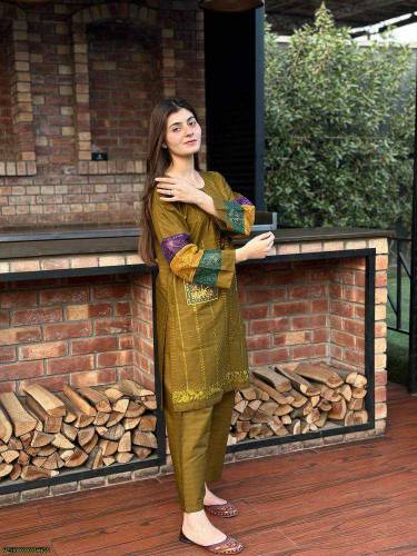 women cotton embroidered 2 pcs suite 