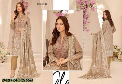  3 Pcs Women's Unstitched Lawn Digital Print Suit