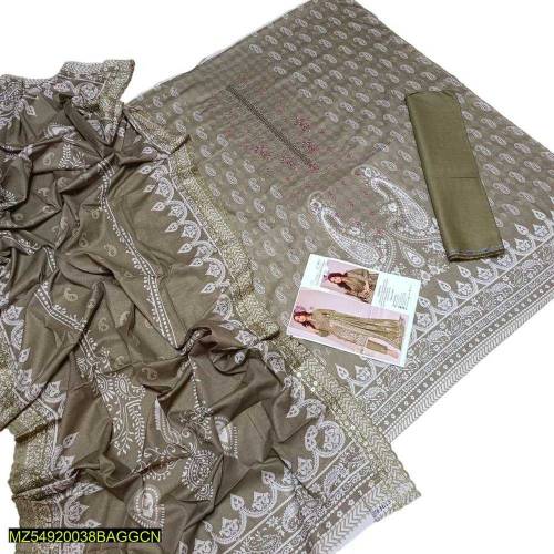  3 Pcs Women's Unstitched Lawn Digital Print Suit