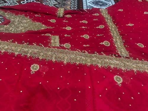 Bridal chiffon red Dress with Embroidery work